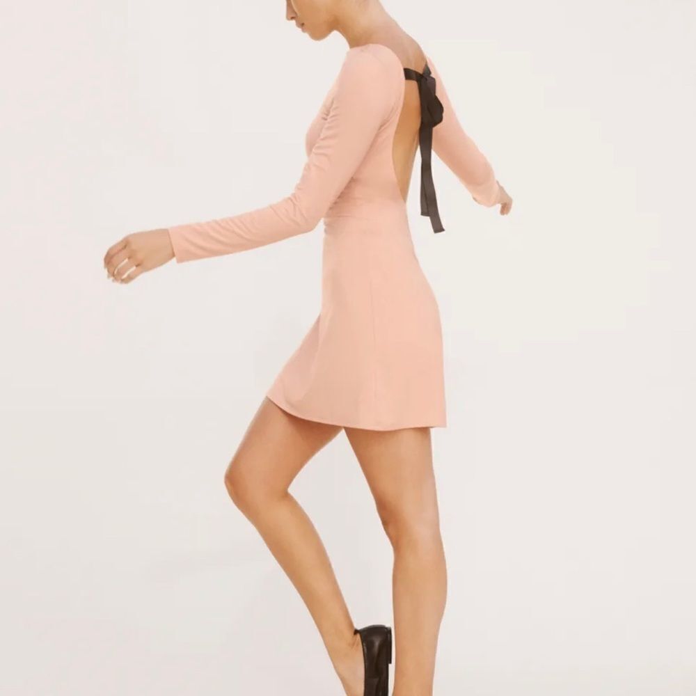 REFORMATION Mini Dress in Nude Blush with back tie Retail $118 NWT - Picture 5 of 10